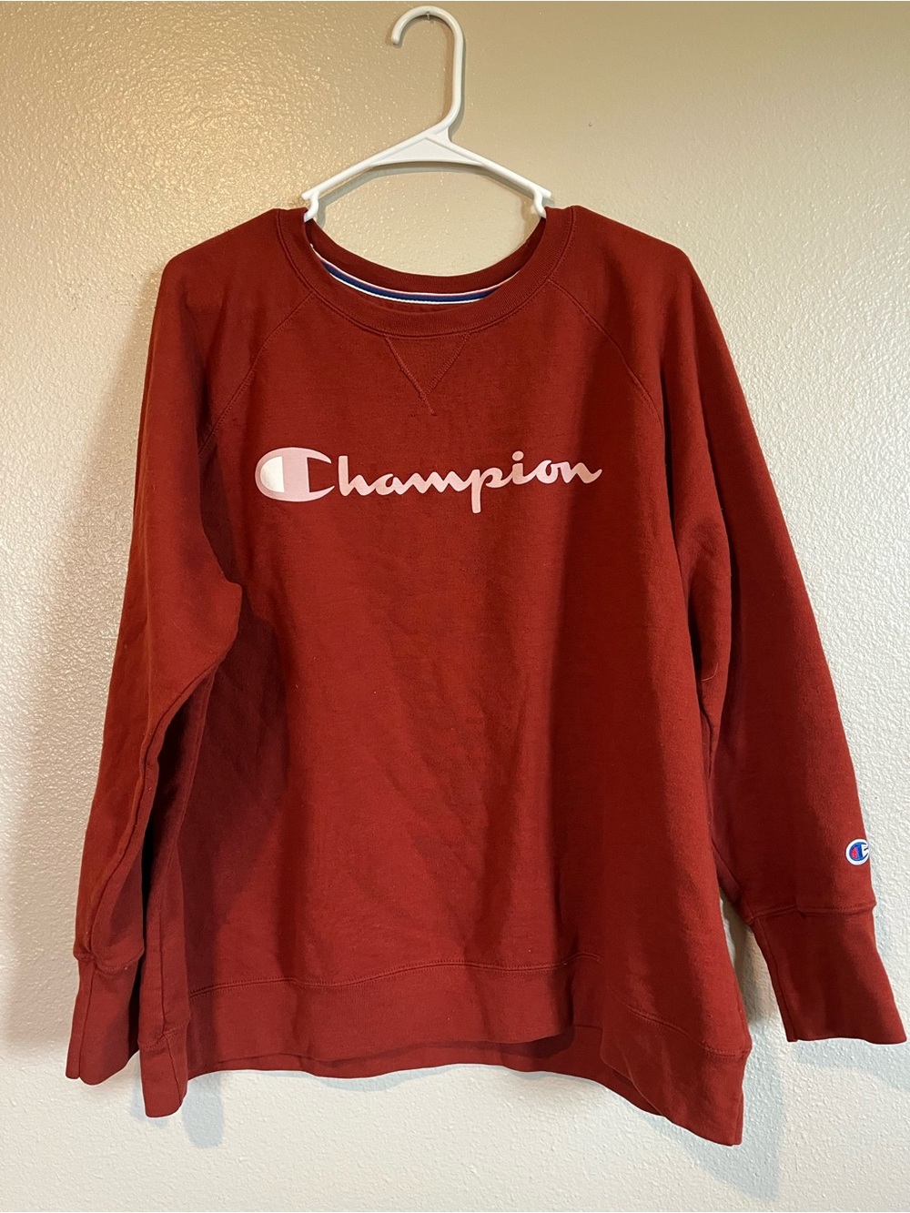Champion Crewneck - Rust with White & Blue Trim